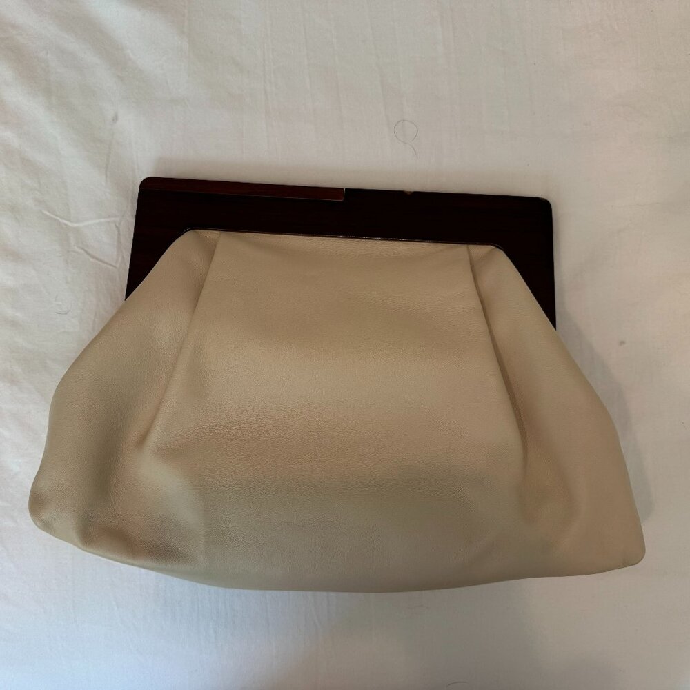 Banana Republic Large Ivory Leather Clutch
